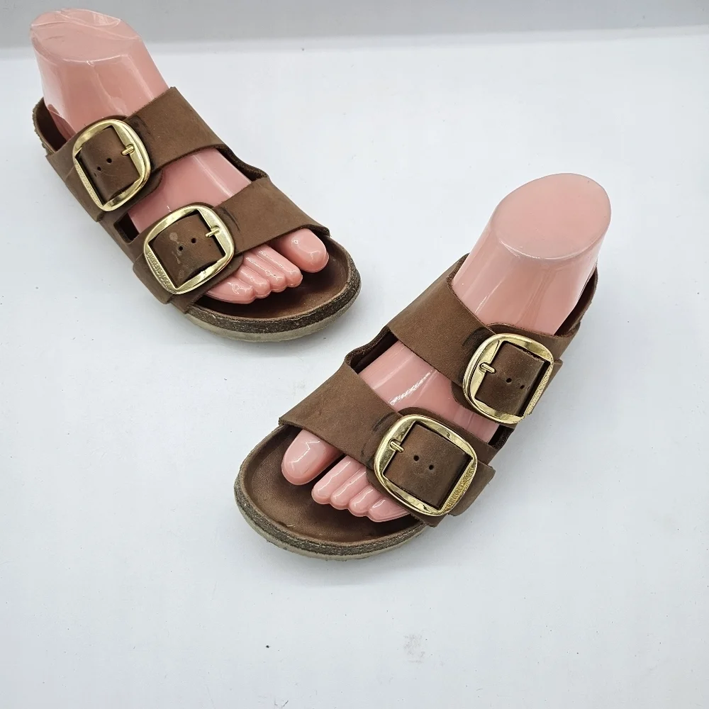 Birkenstock Arizona Big Buckle Sandals Cognac Leather Size 37 US 6 6.5